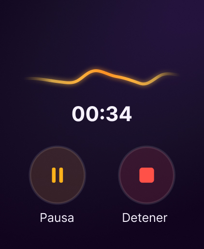 Captura de pantalla de grabación de Voice Memory en Apple Watch