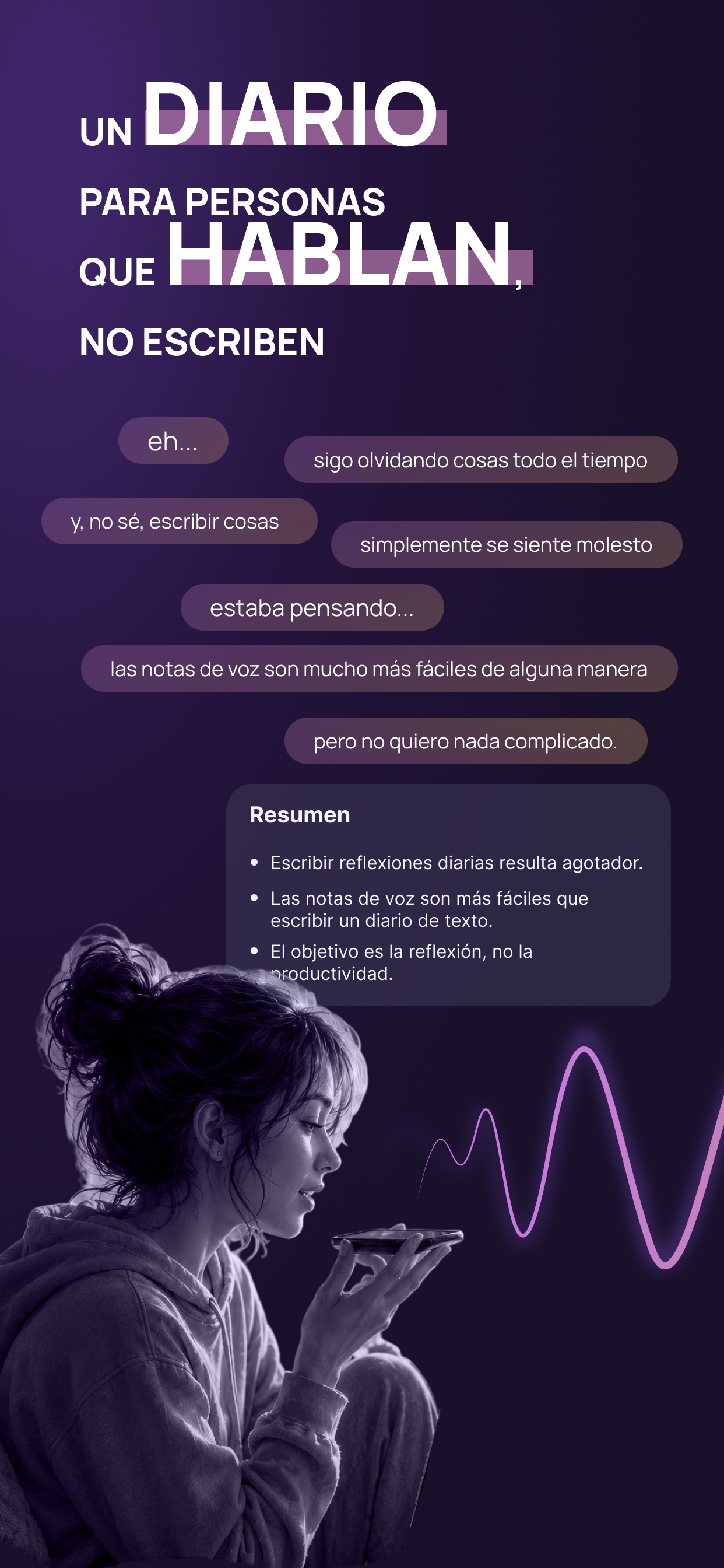 Captura de Voice Memory con búsqueda por palabra clave en recuerdos guardados