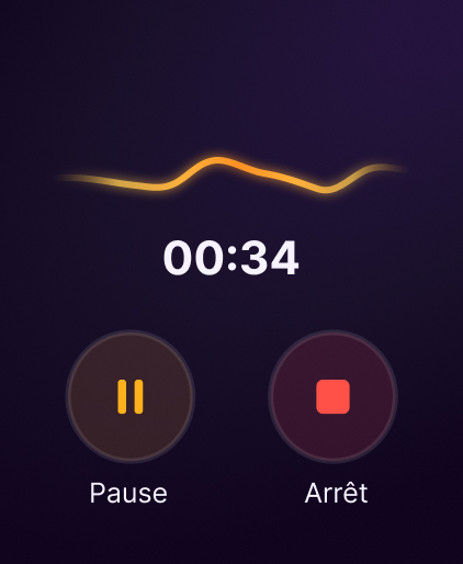 Capture d’écran d’enregistrement Voice Memory sur Apple Watch